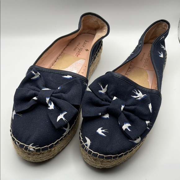 Kate Spade Blue Espadrilles with White Bird Design - 7 - Picture 1 of 7